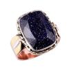 Natural Blue Sunstone Gemstone 925 Solid Silver Jewelry Two Tone Ring S.7US w2t66