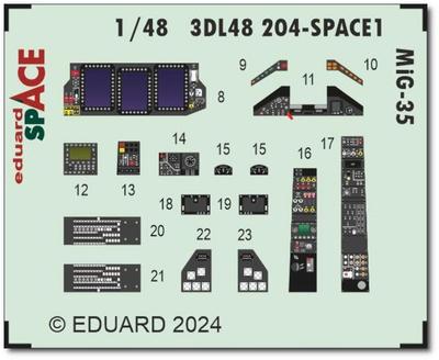 Eduard Space Decal Interior 3D Decal Parts Set Hobby Plastic Model Decal EDU 3DL48204 1/48 MiG-35 w/Etched (for Boss)