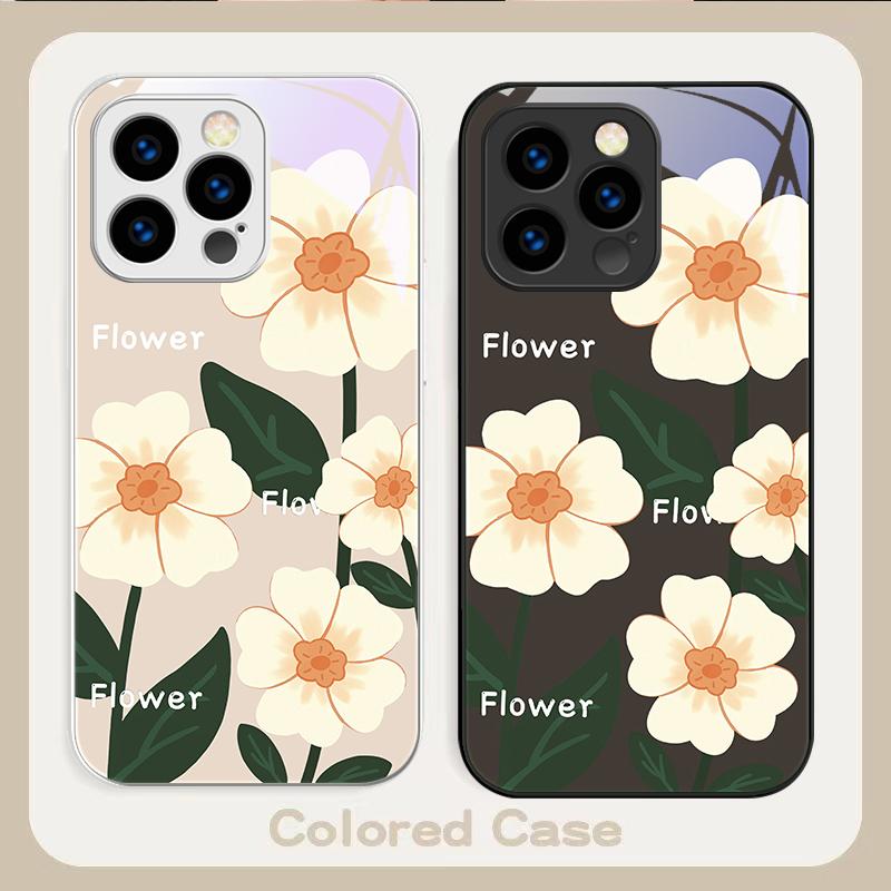Spring Broken Flowers For IPhone 16 Pro Max 15 P Lus 14 Pro 13 12 Mini 11 P Ro Max X XS 7 8 Plus 2022 Tempered Glass Phone Case