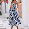 Women's Tie-strap Multi-color Printed Holiday Dress Summer