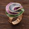 An Elegant and Sweet Enamel Rose Flower Stretch Ring for Women, a Holiday, Birthday, Date, Prom, Banquet, Party, Vacation, Shopping