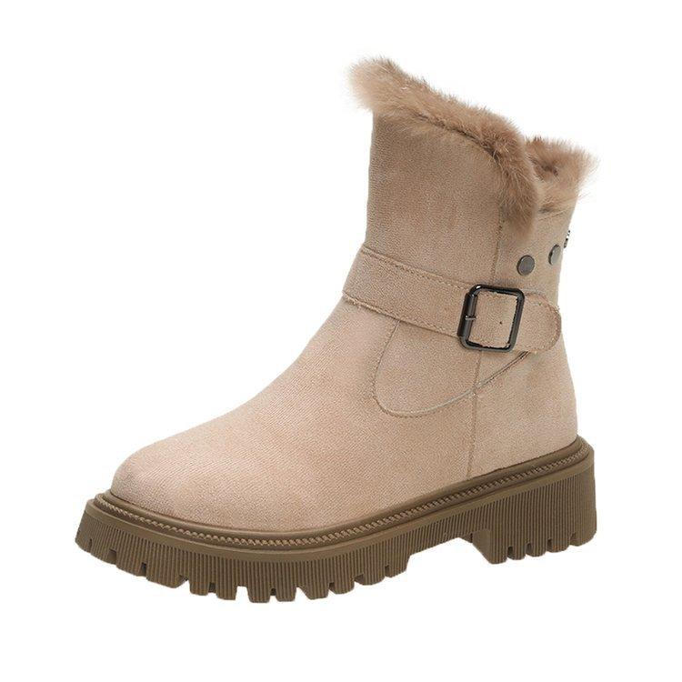 Soft leather version · Short boots Non-slip large cotton shoes High-top women's winter velvet women's shoes Thickened warm snow boots