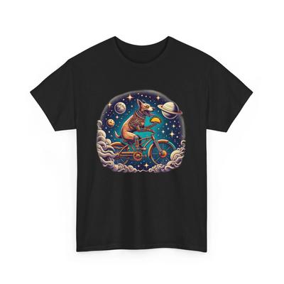 Unisex Adult T Shirt Steampunk Dog Riding Bike Through Space Eating Taco Gift
