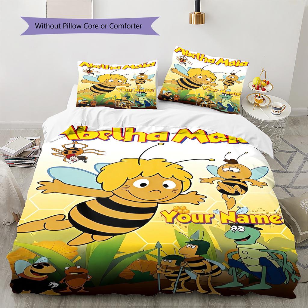 Artwork Custom Name Pattern Bedding Quilt Set Quilt Cover Pillowcase Home Birthday Gift(1 * Duvet Cover + 2 * Pillowcase, Without Core)