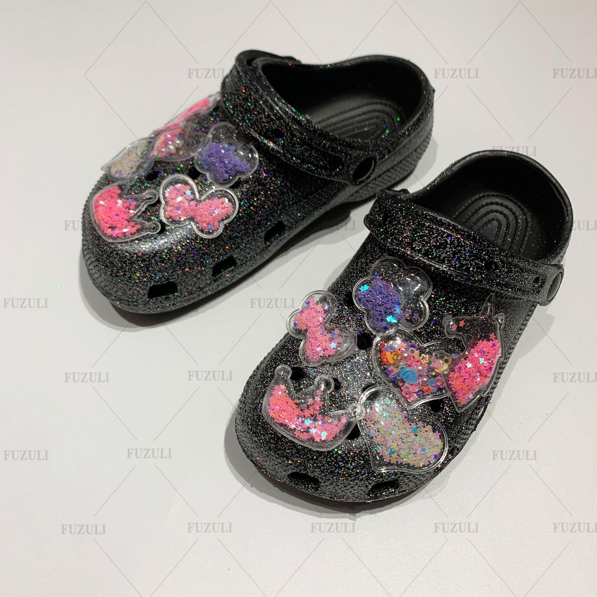 

Летняя новая обувь с отверстиями для девочек, детская обувь на платформе, для улицы, детская обувь baotou two, сандалии для пляжа, производитель обуви 24-29 чёрный