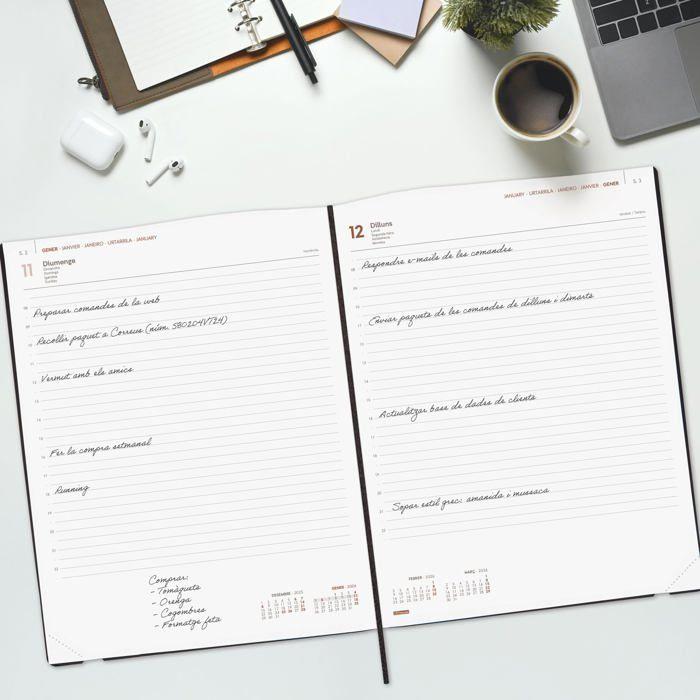 Agenda annuel journalier - Finocam - Mara 2026 - 1 jour par page - Polyuréthane souple - 275x214x25 mm