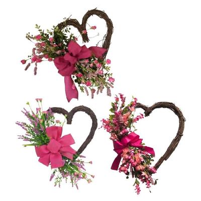 Valentine's Heart Wreath Artificial Rose Flower Wreath Spring Festival Decoration for Front Door Window Wedding Parties