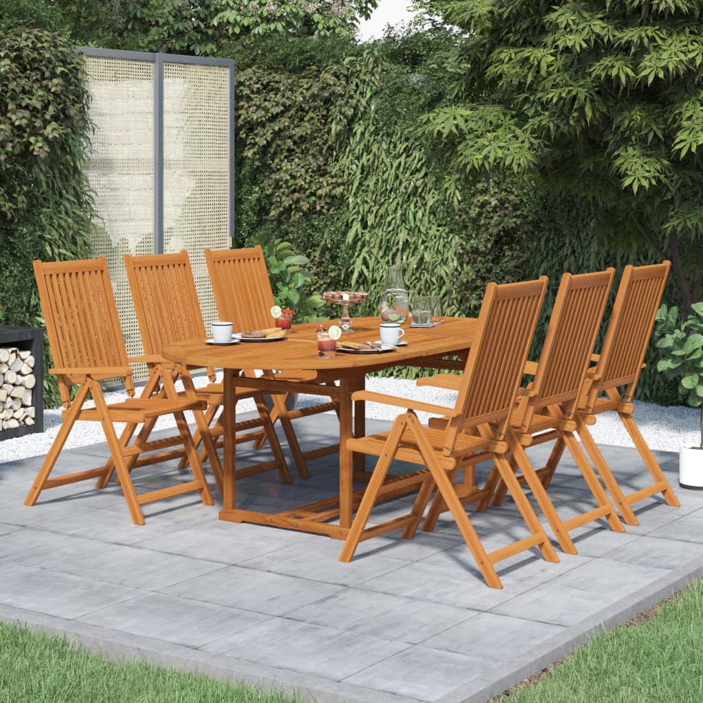 7 Piece Garden Dining Set Solid Acacia Wood 150 200 cm