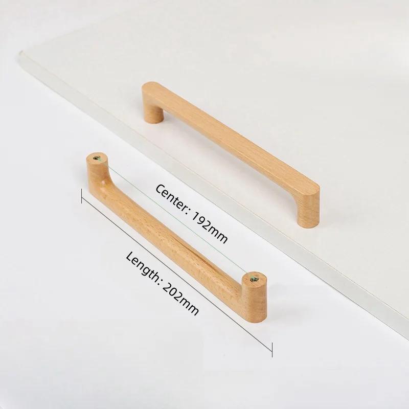 Nordic Wooden Cabinet Handle Cupboard Door Knob and Handle Kitchen Drawer Pulls Wardrobe Door Handles for Furniture Hardware
