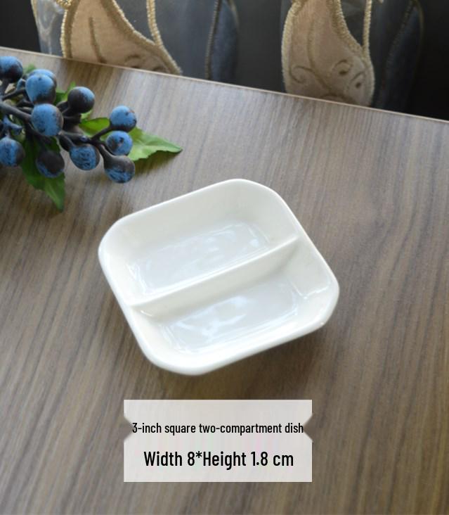 Multi-Compartment Ceramic Seasoning and Dipping Dishes for Soy Sauce, Vinegar, and Mustard