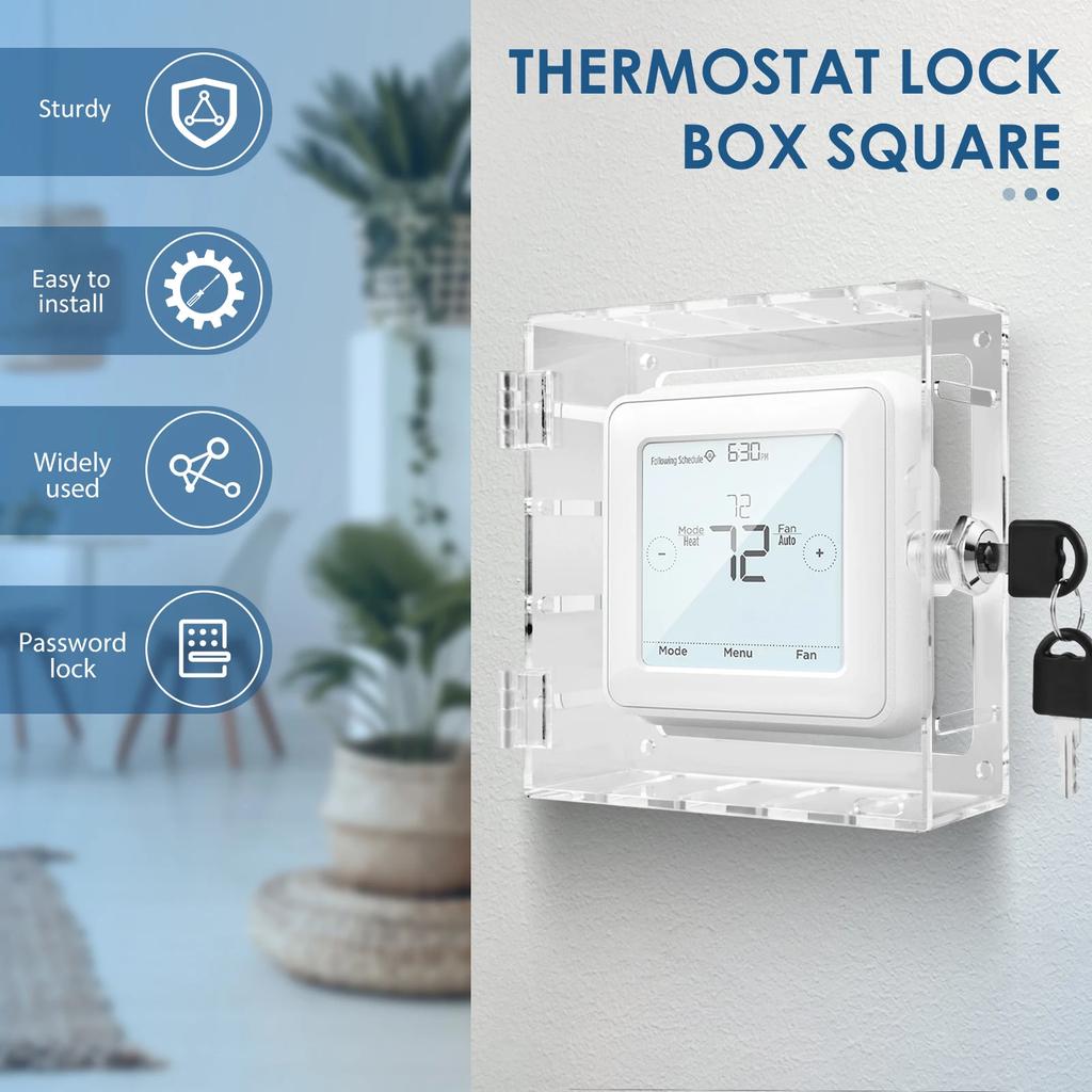 Universal Thermostat Lock Box Acrylic Thermostat Cover Transparent Thermostat Guard Wall Mount Thermostat Guard Box for Office