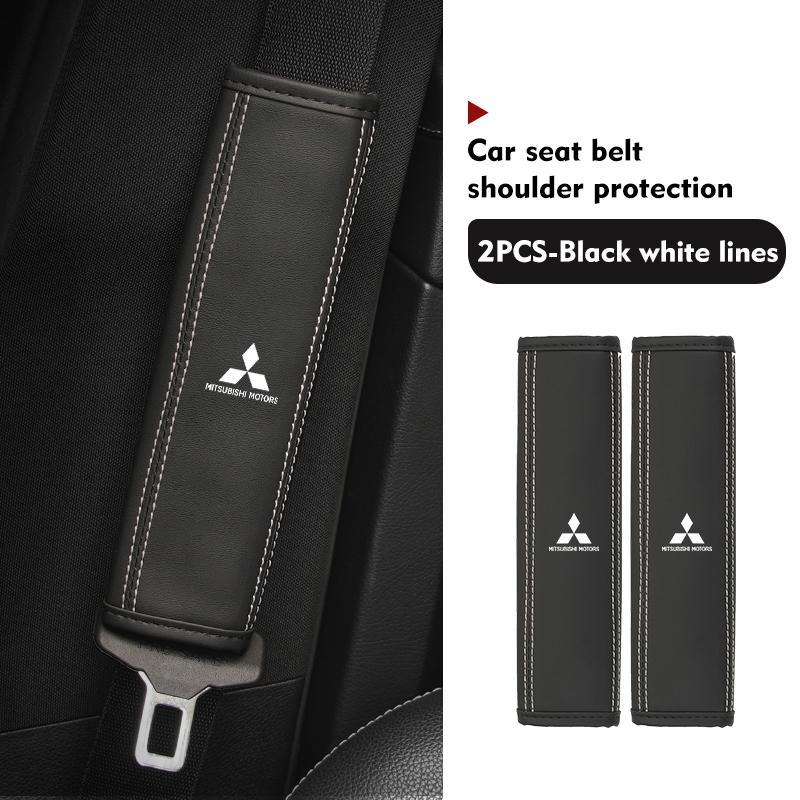 Leather Car Seat Safety Belt Soft Protector Shoulder Strap Pad Auto Accessories For Mitsubishi Lancer ASX Pajero Mirage Attrage