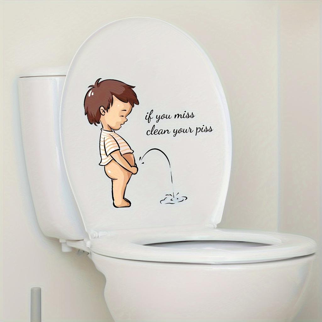 Creative Kids Bathroom Wall Decals Toilet Stickers with Fun English Self-Adhesive Decor for Toilet and Bathroom