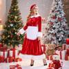 New Christmas Adult Plush Edge Dress Women's Holiday Party Costume Santa Claus Cosplay Hat Apron Set Performance Costume