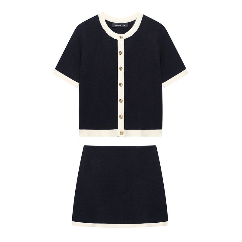 Kaslead New Arrival Women's Clothing Fashion Style Fashion Short Sleeve Knitting Jacket with Skirt 2142014 2142024