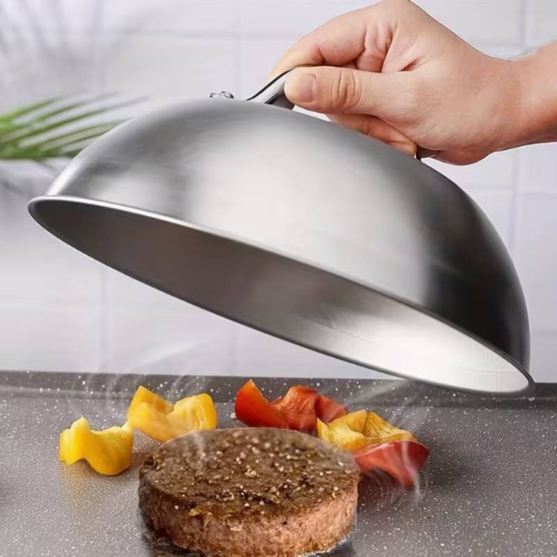 Stainless Steel Grill Cover For Steak And Burgers With Heat Resistant Design For Home And Outdoor Cooking