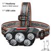 Super Bright 5 LED USB Rechargeable Headlamp 18650 Built-in Battery Headlight Portable Head Flashlight Night Run Fishing Lantern