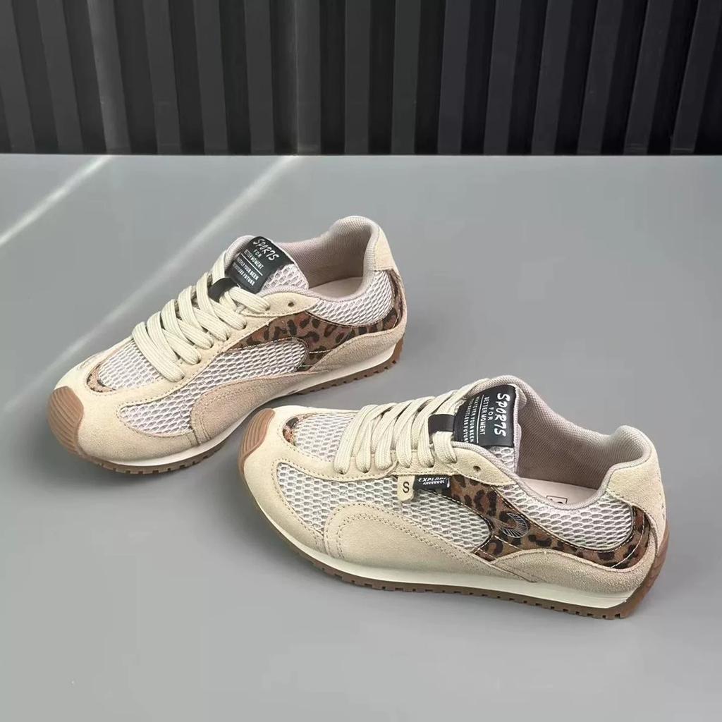 2025 Summer New Versatile Thick Sole Heightened Thank You Forrest Gump Shoes Women's Mesh Breathable Leather Sports Dad Shoes Tide