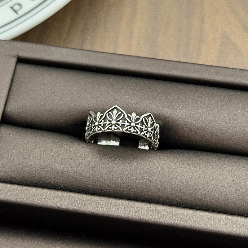 Dark Retro Retro Punk Personality Star Pattern Open Ring Female Genderless Style Simple Trendy Cool Index Finger Ring