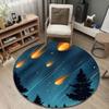 Contemporary Round Botanical Multicolor Floor Rug, Non-Slip Floor Mat for Nursery