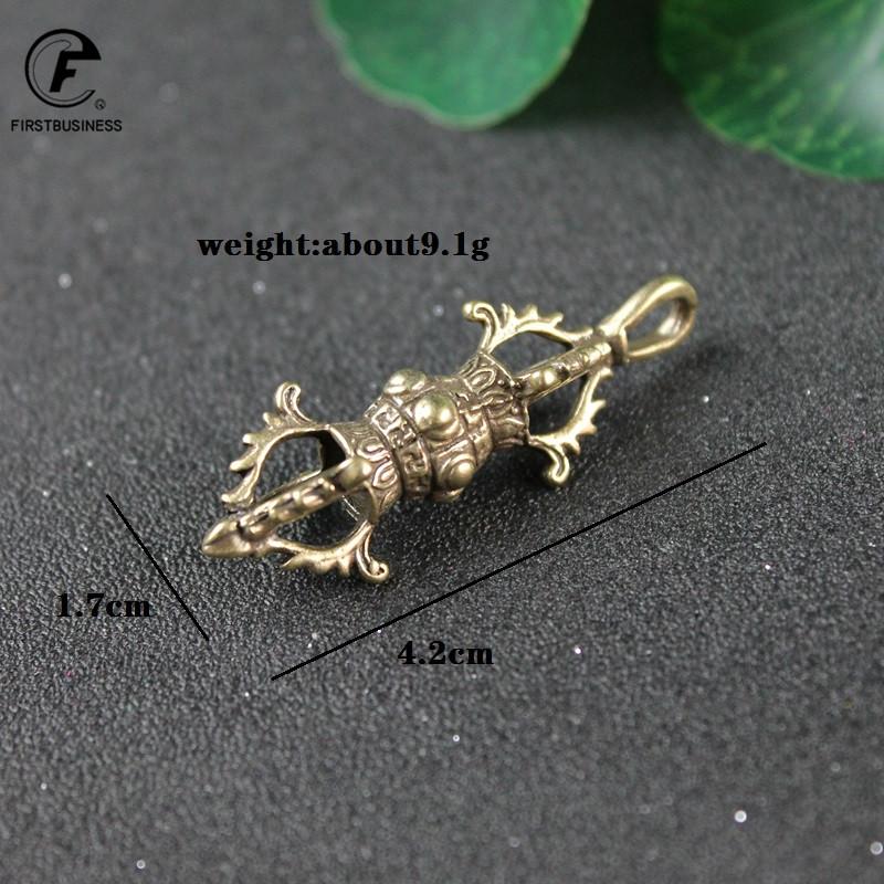 Copper Vajry Pestle Ornaments Vintage Brass Key Chains Pendant Buddha Instruments Lucky Home Decorations Avoid Evil For Gifts