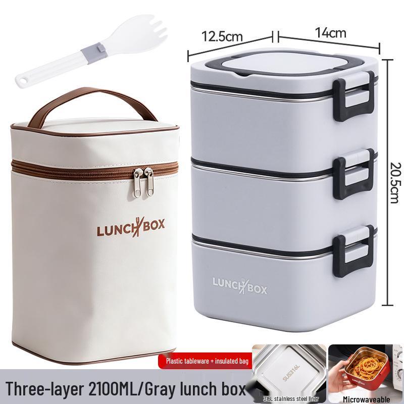 316 Stainless Steel Insulated Bento Lunch Box, Microwaveable Meal Container for Office Workers