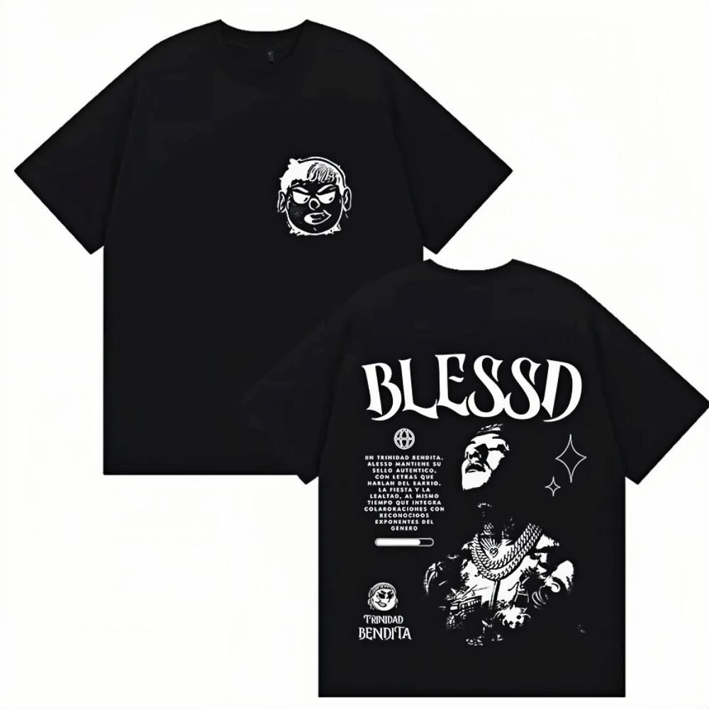 Rapper Blessd Tour 2026 New Album T-Shirt Graphic Print Men Women Pop Music Trend Cotton T-Shirt Fashion Extra Large