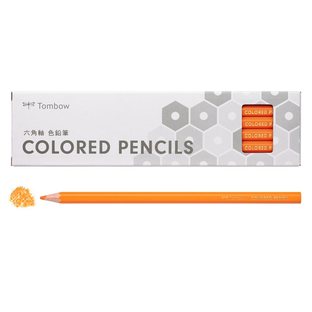 Tombow Colored Single Hexagonal 1 Dozen Pencils, Color, Orange, Barrel, (12 pencils), CY-K28