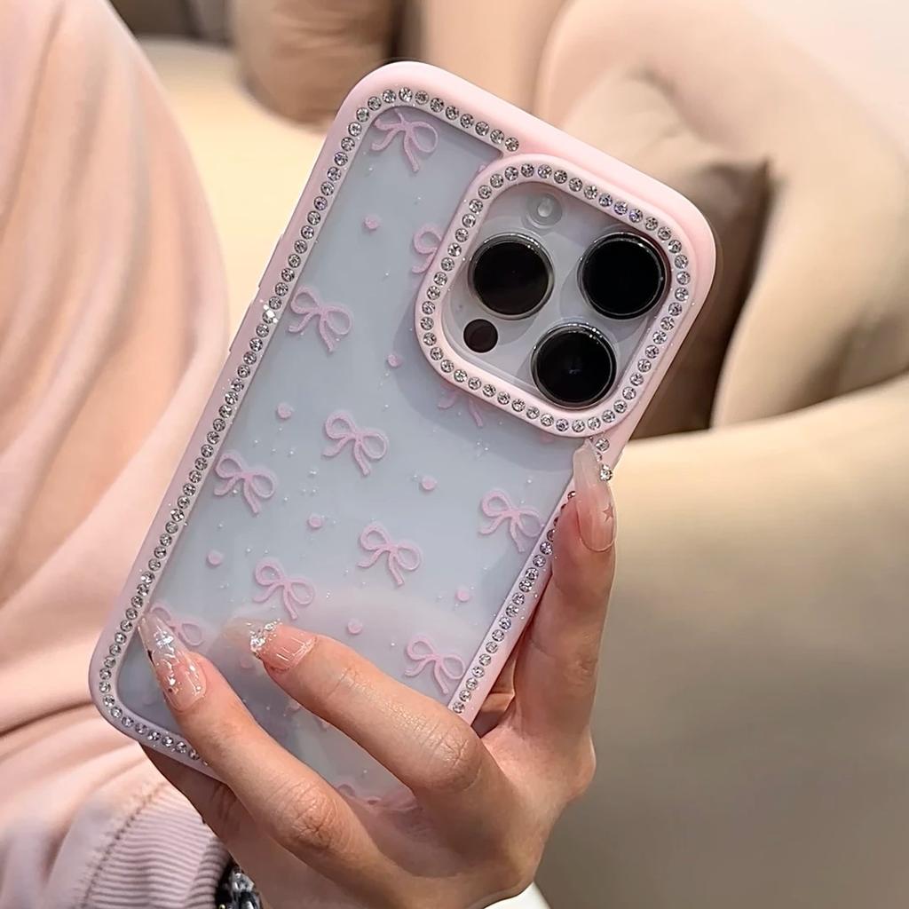 Full Screen Bow Bezel IPhone 16promax Phone Case and IPhone15 Three In One Protective Case for Apple 16 Pro Max