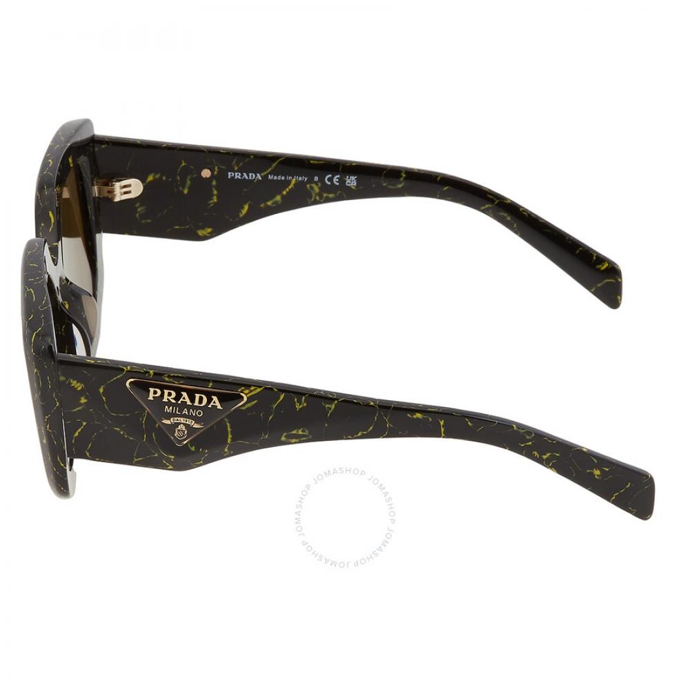 Prada Dark Brown Irregular Ladies Sunglasses Pr 14zsf 19d01t 52