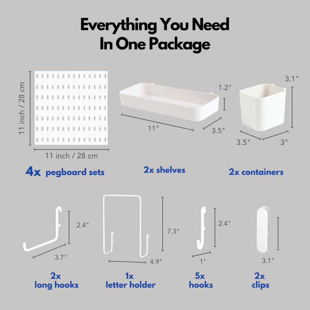 Pegboard Combination Kit, Pegboards and Accessories Modular Hanging for Wall Organizer, Crafts Organization, Ornaments Display, Nursery Storage