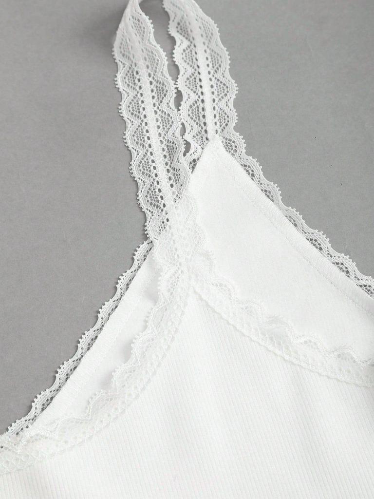 Women's European and American V-Neck Lace Velvet Camisole Top - Casual and Versatile