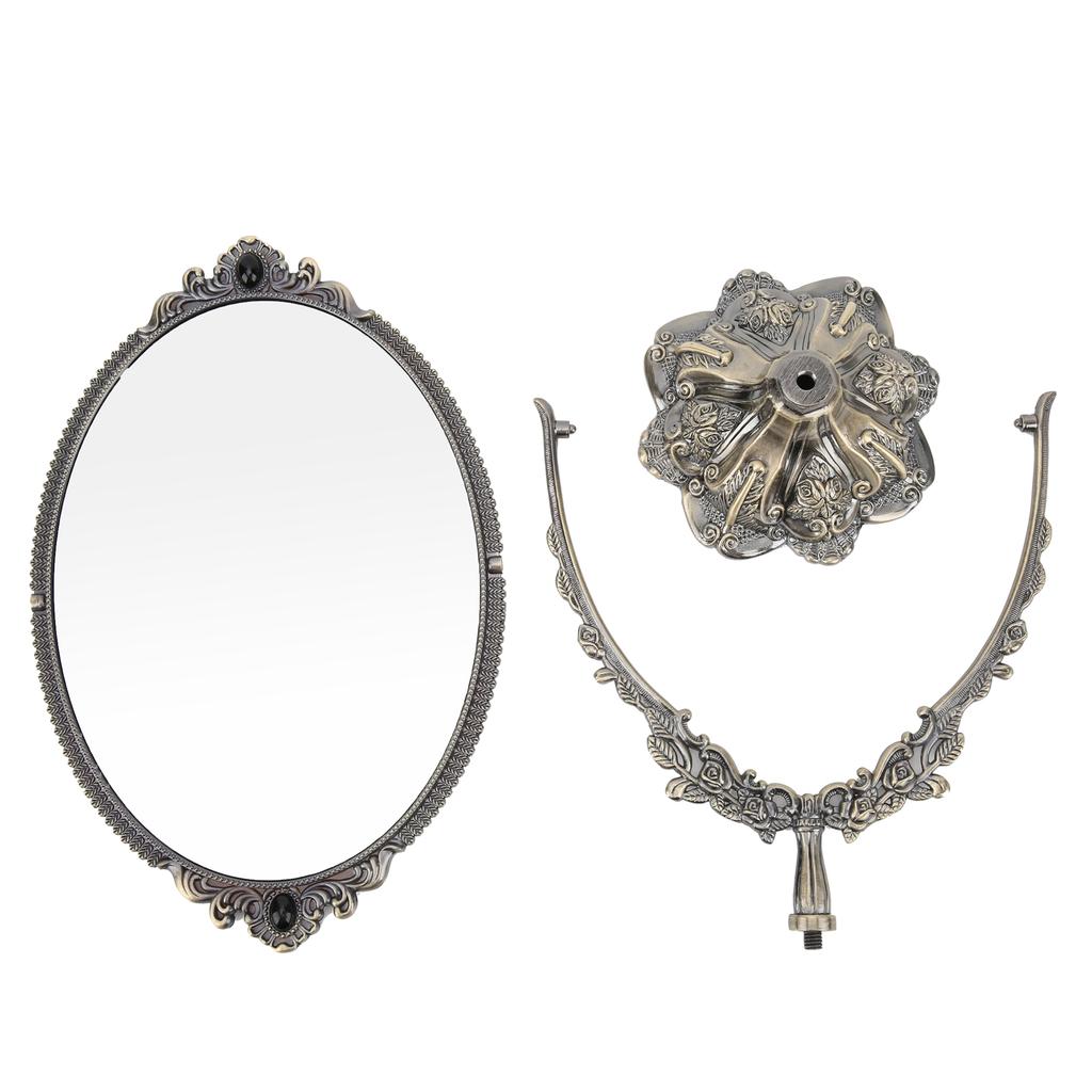 Make-Up-Spiegel Europäischer Metall-Retro-Doppelseitiger Spiegel für Badezimmer, Schlafzimmer, Ankleidezimmer(Bronze Groß )