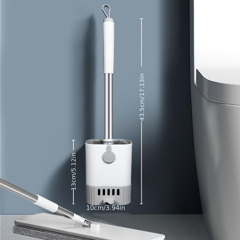Wall-mounted Toilet Brush with Long Handle, Flexible No-dead-angle Cleaning, Comes with Storage Holder for Bathroom Use.
