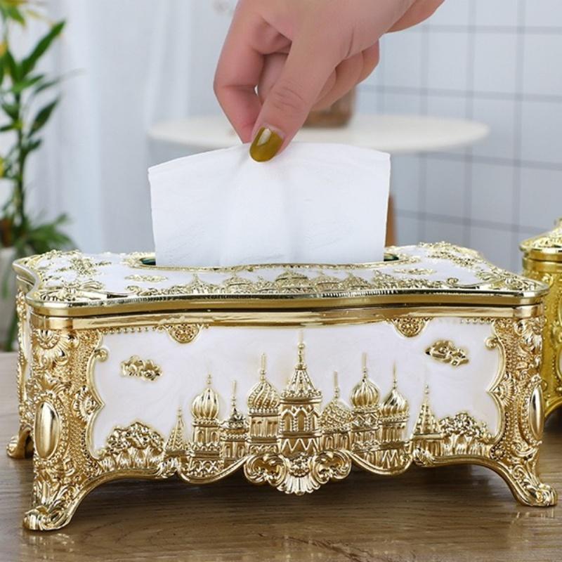 Servietten-Entnahme-Papierbox Plastik Geprägter Palast-Halter Heim-Servietten-Spender Restaurant-Organisator Hotel Schreibtisch Dekorativ