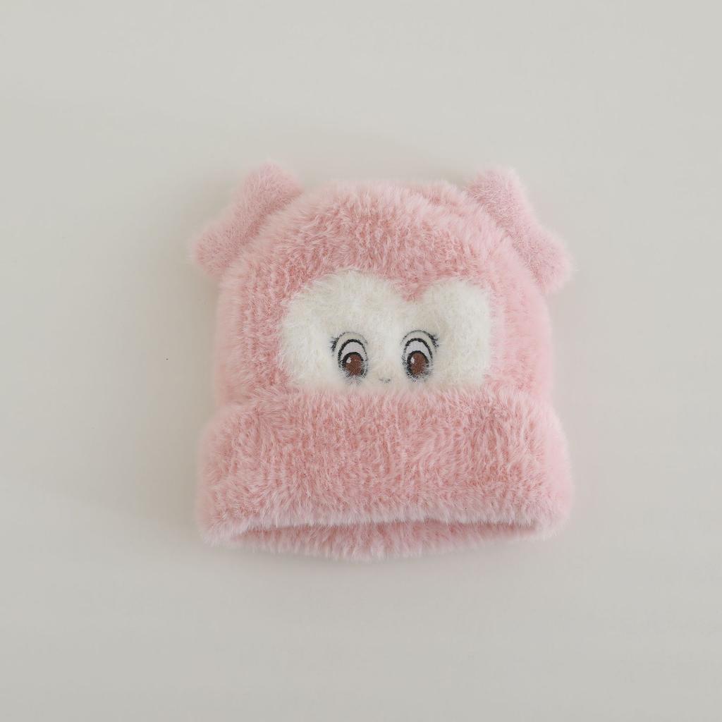 Cute Cute Little Bear for Middle-aged Children Doll Pattern Peach Heart Knitted Hat for Women Autumn and Winter New Product Warm and Thickened