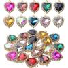 20pcs Cubic Zirconia Alloy Charms Heart Shaped Rhinestone Pendants Crystal Beads Pendant Charms for DIY Jewelry Making Bracelet Necklace Earring Acces