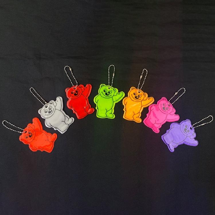 Cute Bear Shape Reflective Keychain Bag Pendant Student Bag Safety Reflector