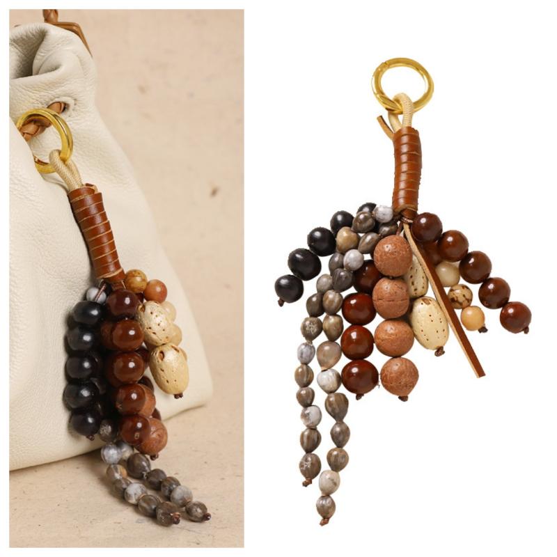Seil Kordel Tasche Auto Schlüsselanhänger Glücksbringer Bodhi Perlen Rucksack Anhänger Schlüsselring Für Frauen Charme Ornamente