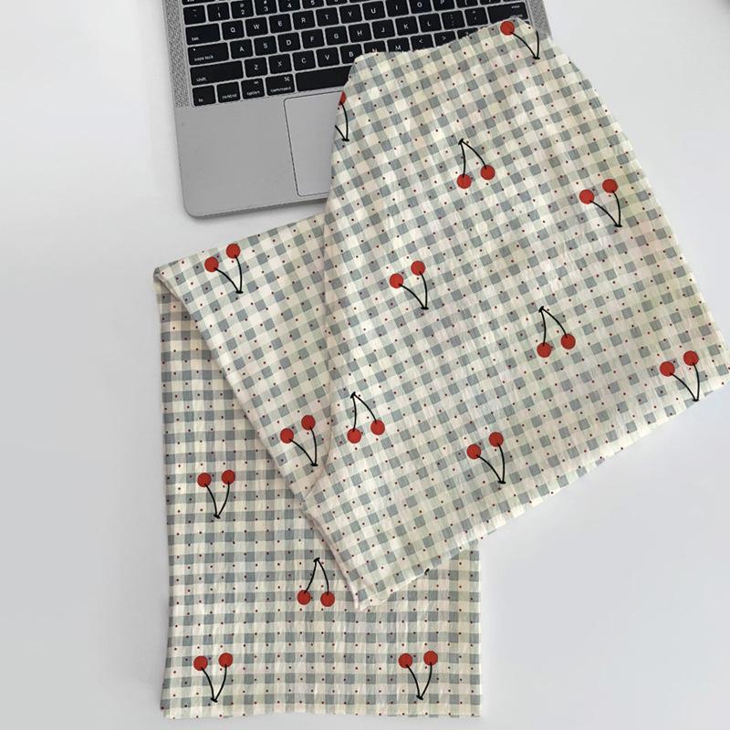 Cloud Cotton Spring Pajamas Women'S Plaid Cherry Loungewear Long Sleeves Trousers Design Lace Set