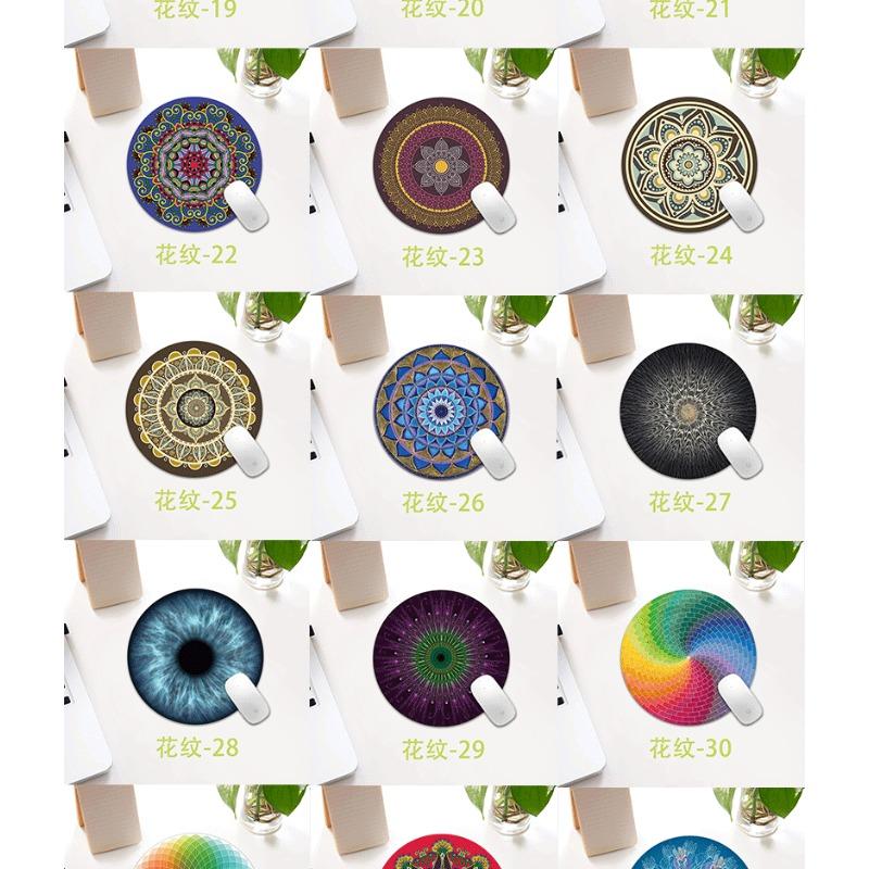 Ethnic Style Pattern Round Small Creative Thickened Mouse Pad Keyboard Pad Office Cup Table Mat Production