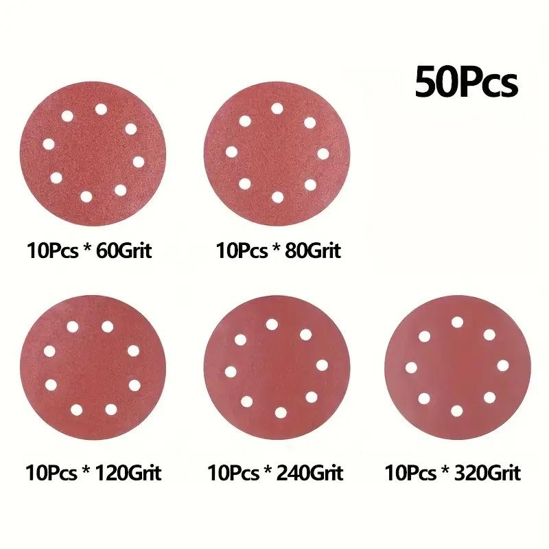 

50Pcs 180mm/7inch 8 Hole Sandpaper Hook Grinding Wheel for Electric Wallboard Sander Polishers 60/80/120/240/320 Grain Size