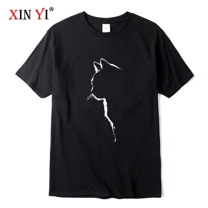 Sommer Baumwoll-T-Shirts für Herren Lustig Bedruckt Coole Katze Tier T-Shirts Übergroß Locker Kurzarm T-shirt Männlich Hip Hop Streetwear