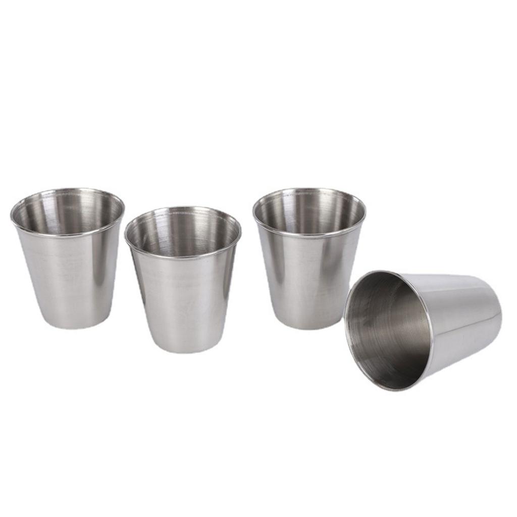 4 PCS Shatterproof Metal Shot Mugs Reusable Wine Cups with Leather Case Outdoor Cups Suitable for Wine Beer and Whiskey