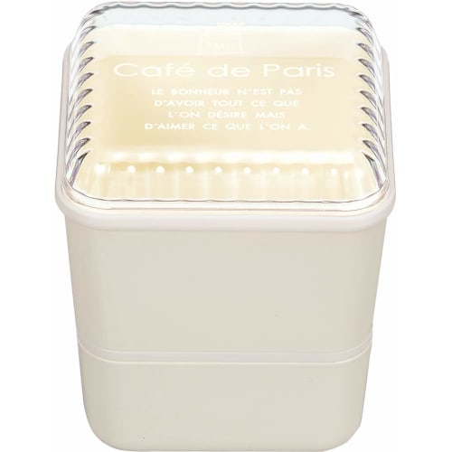 Masakazu Antibacterial Bento Box, Square Nest Lunch, Caf? De Paris, 10x10x11cm, Ivory, Made In Japan, Product Number: 48-79243-8