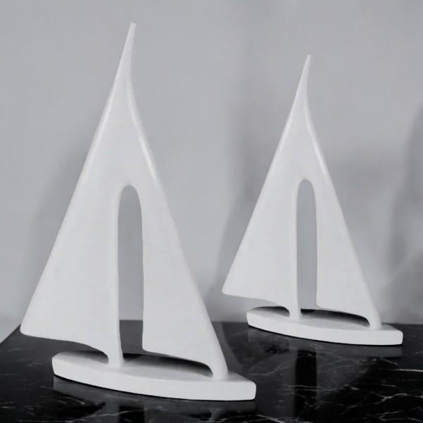 Ship Decorative Figurine White Large 28cm - Sailboat, Boat, Yacht