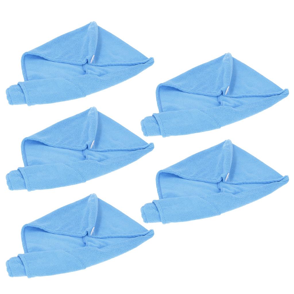 5 Stück Schnelltrocknendes Mikrofaser-Haartuch für Damen, Badezimmer, Starke Wasseraufnahme, Badetuch, Haartrockentuch, Hellblau
