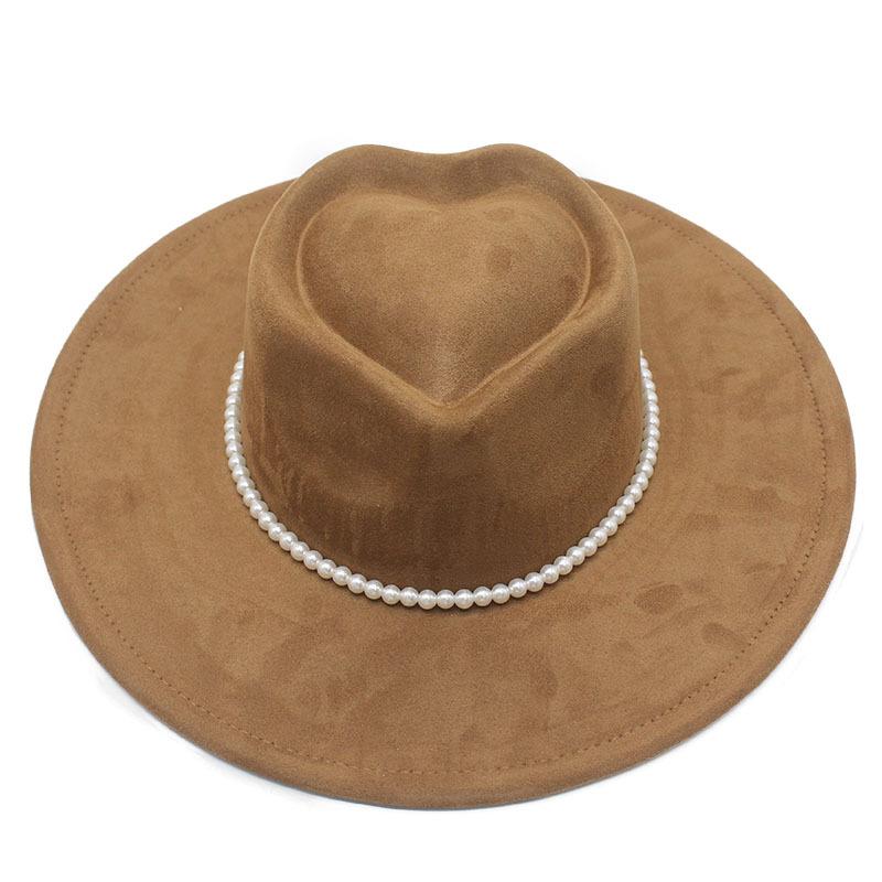 New suede denim hat European and American Hepburn style top hat retro pearl western denim hat