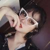 Fashion   New Cat Eye Plain Glasses Anti Blue Light Glasses Frame Retro Big Frame Eyeglasses for Women