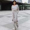 Women Solid Color Long Sleeve O Neck Hoodies Suit Autumn Winter Loose Top Wide Leg Pants